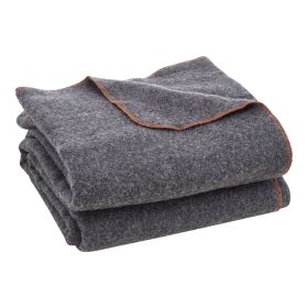 Wool Camping Blanket 64" x 88" Warm for Camping Hiking Travel Light Grey
