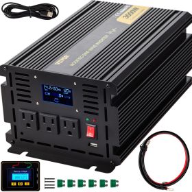 VEVOR Power Inverter, 3000W Modified Sine Wave Inverter, DC 24V to AC 120V Car Converter, with LCD Display, Remote Controller, LED Indicator