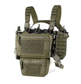 Chest Rig Molle Modular Micro Fight Chest Rigs Adjustable&Detachable with 5.56/7.62 Magazine Pouch (Color: Range green)