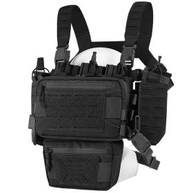 Chest Rig Molle Modular Micro Fight Chest Rigs Adjustable&Detachable with 5.56/7.62 Magazine Pouch (Color: Black)