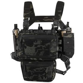 Chest Rig Molle Modular Micro Fight Chest Rigs Adjustable&Detachable with 5.56/7.62 Magazine Pouch (Color: BK CP)
